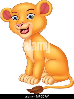 Cartoon lionne isolé sur fond blanc Illustration de Vecteur