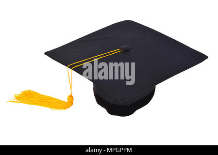 Graduation cap avec gold tassel isolé sur fond blanc avec clipping path Banque D'Images