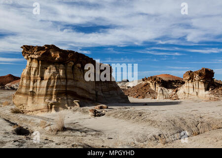 Bisti Badlands est un lieu de stockage géologique avec ses formations de grès incroyable, big sky et arbres pétrifiés. Banque D'Images