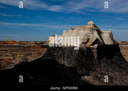 Bisti Badlands est un lieu de stockage géologique avec ses formations de grès incroyable, big sky et arbres pétrifiés. Banque D'Images