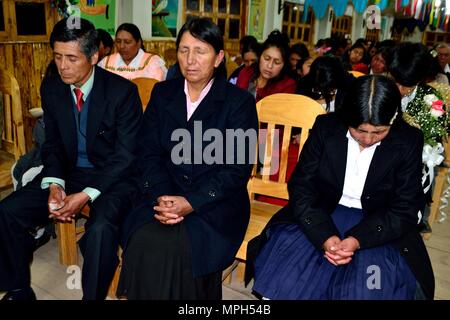 Mariage - Église de GRANJA PORCON - coopérative évangélique - département de Cajamarca au Pérou. Banque D'Images