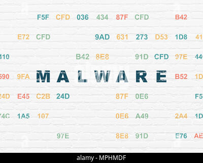 Concept de protection : les logiciels malveillants sur wall background Banque D'Images