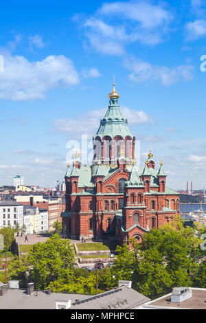 La cathédrale Uspenski en journée d'été. Cathédrale orthodoxe de l'est à Helsinki, Finlande, dédiée à la Dormition de la Theotokos, a été construit en 1862-1868 Banque D'Images