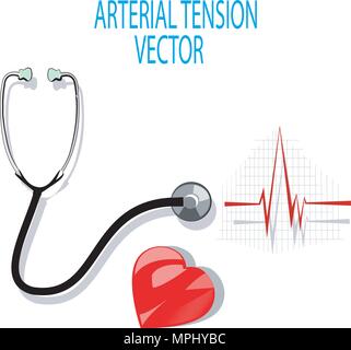 Illustration du cardiogramme, stéthoscope et coeur Illustration de Vecteur