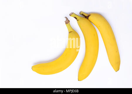 Vue de dessus de la banane. Concept Les bons reflexes. Isolé sur fond blanc Banque D'Images