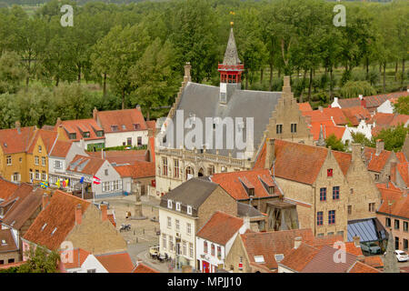 Vue aérienne sur la ville médiévale chambre de Damme, Belgique et ses environs Banque D'Images