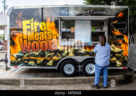 Feu de bois camion alimentaire Viandes, Montgomery, Alabama, États-Unis Banque D'Images