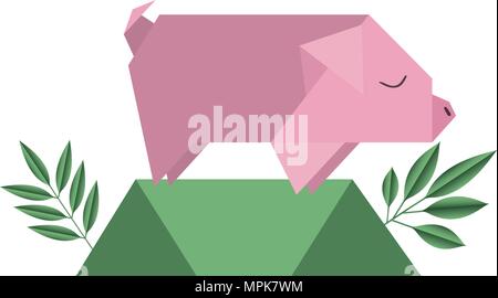 Papier origami cochon dans le domaine Illustration de Vecteur