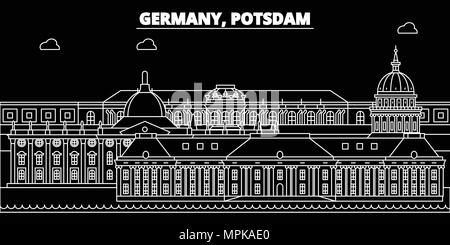 Potsdam skyline silhouette. Allemagne - Potsdam, ville vecteur linéaire allemand, l'architecture des bâtiments. Potsdam, illustration de voyage aperçu de repère. L'Allemagne, l'icône plate ligne allemande banner Illustration de Vecteur