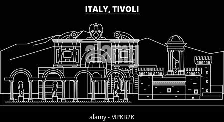 Skyline silhouette Tivoli. Italie - vecteur de Tivoli, ville de l'architecture italienne, immeubles. linéaire Voyage Tivoli illustration, contours de repère. Italie télévision icône, bannière ligne italienne Illustration de Vecteur