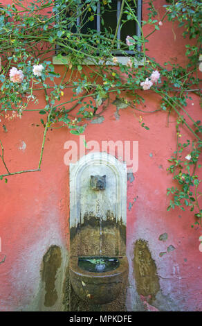 Vieille Fontaine à Rome, dans le jardin des roses Banque D'Images