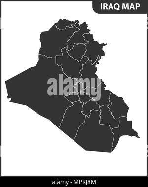 La carte détaillée de l'Iraq avec les régions ou états. Division administrative. Illustration de Vecteur