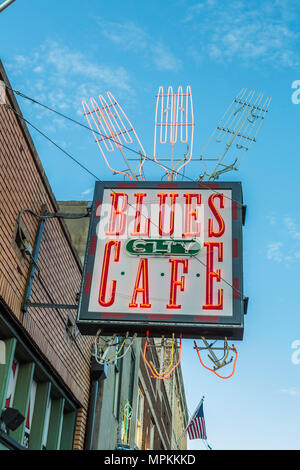 Historique Beale Street, connu comme la maison des Blues à Memphis, Tennessee, États-Unis Banque D'Images