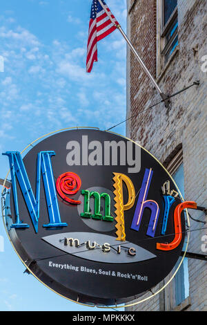 Historique Beale Street, connu comme la maison des Blues à Memphis, Tennessee, États-Unis Banque D'Images