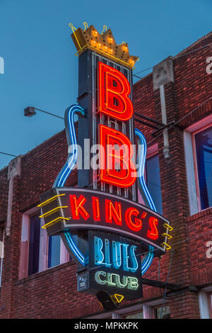 Historique Beale Street, connu comme la maison des Blues à Memphis, Tennessee, États-Unis Banque D'Images