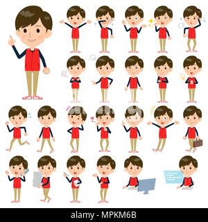 Personnel du magasin uniforme rouge homme 1 Illustration de Vecteur