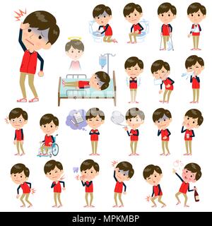 Personnel du magasin uniforme rouge homme maladie Illustration de Vecteur