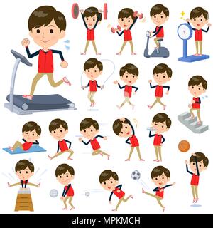 Le personnel du magasin Sports hommes uniforme rouge et de l'exercice Illustration de Vecteur