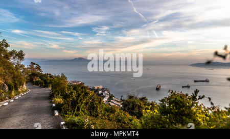 Prise de Gibraltar paysages au coucher du soleil de mai. Banque D'Images