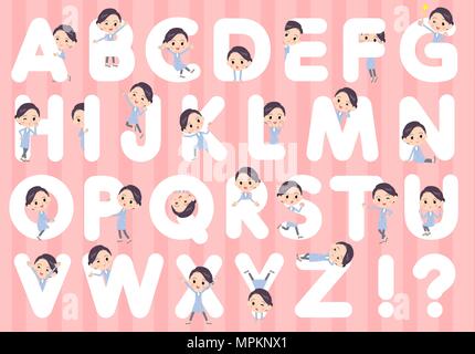 Ensemble de diverses poses de White Coat femme A à Z Illustration de Vecteur