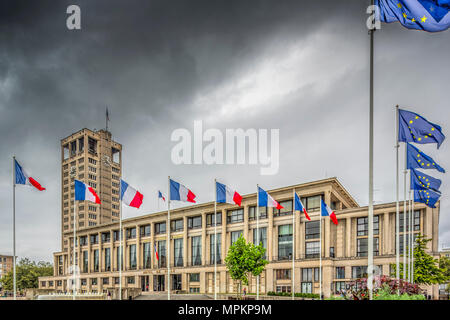 Hôtel de Ville (City Hall), Le Havre, France. Banque D'Images