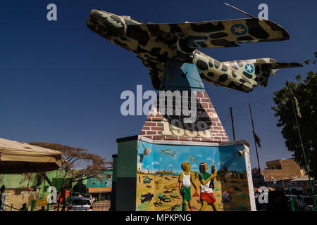 Avions MIG monument dans le centre de Hargeisa, Somalie - 09.01.2016 Somalilend Banque D'Images