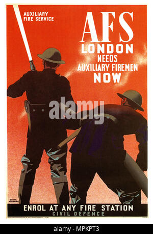 La Seconde Guerre mondiale affiche de propagande britannique Vintage - AFS, blitz sur Londres Banque D'Images