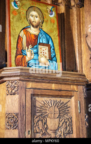 Québec Canada,canadien,Amérique du Nord,américain,haute-ville,rue des Jardins,Cathédrale de la Sainte Trinité 1804,église,art religieux,Jésus,vi Banque D'Images