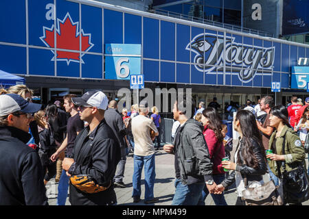 Toronto Canada, Bremner Boulevard, Rogers Centre, centre, Blue Jays Major League Baseball teamal sports, stade extérieur, journée de jeu, foule, fans d'arrivée, asiatique Banque D'Images