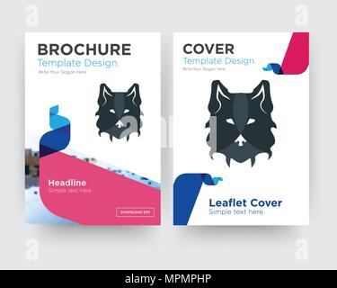 Face wolf brochure flyer avec modèle de conception de l'arrière-plan photo abstraite, tendance minimaliste business entreprise rouler ou le rapport annuel Illustration de Vecteur