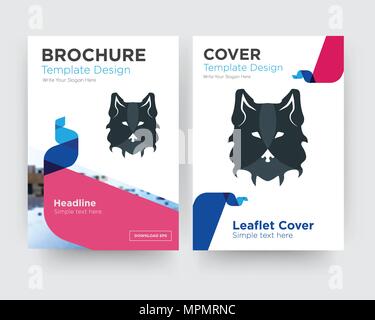 Face wolf brochure flyer avec modèle de conception de l'arrière-plan photo abstraite, tendance minimaliste business entreprise rouler ou le rapport annuel Illustration de Vecteur