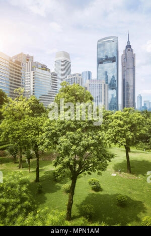 La Chine, Guangzhou, paysage urbain et du parc de la ville Banque D'Images