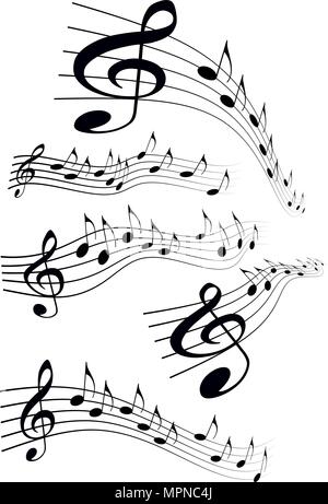 Ensemble de style bande dessinée divers music notes sur discontinue, vector illustration Illustration de Vecteur