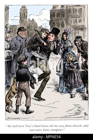 Scène d'un conte de Noël de Charles Dickens, 1843. Artiste : Inconnu. Banque D'Images
