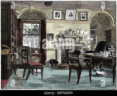 Étude de Darwin à Down House, sa maison près de Beckenham, Kent, 1883. Artiste : Inconnu. Banque D'Images