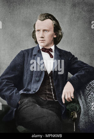 Johannes Brahms (1833-1897), compositeur et pianiste, c1866. Artiste : Inconnu. Banque D'Images