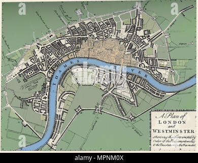 Plan de Londres et de Westminster, 1749 (1903). Artiste : Inconnu. Banque D'Images