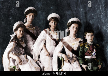 Les enfants du Tsar Nicolas II de Russie, c1910. Artiste : Inconnu. Banque D'Images