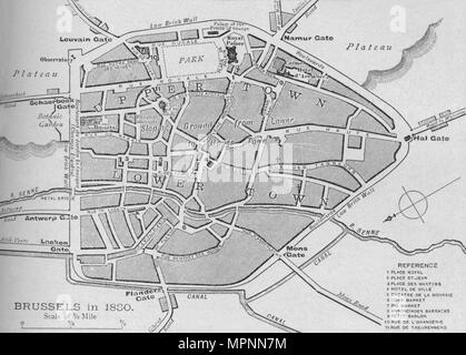 "Bruxelles en 1830, 1902 - Plan". Artiste : Inconnu. Banque D'Images