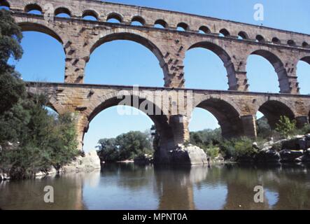 Aqueduc romain de Pont du Gard, France, 1er siècle. Artiste : CM Dixon. Banque D'Images