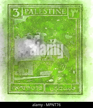 La Palestine du Mandat britannique (1948) timbres pré vert Le tombeau de Rachel à Bethléem Banque D'Images