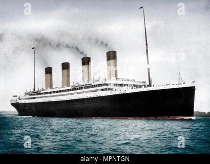 'RMS Olympic', la White Star Line paquebot, 1911-1912. Artiste : FGO Stuart. Banque D'Images