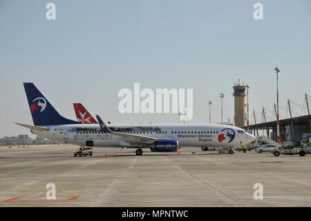 Travel Service Airlines (République tchèque) Boeing 737-800 peints dans 'Moravian-Région de Moravie-Silésie' couleurs spéciales OK-TVO. Photographié à Inter Ben Gourion Banque D'Images