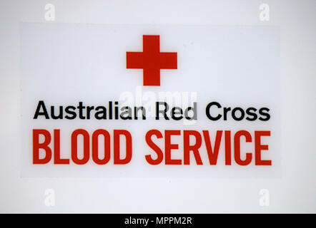 Logo das der Marke "Australian Red Cross Blood Service', Sydney, Australie. Banque D'Images