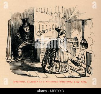 'Gloucester, déguisé comme un policier, à la découverte de Dame Anne', . Artiste : John Leech. Banque D'Images