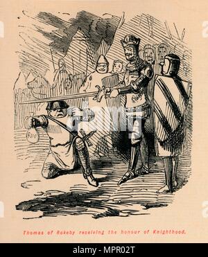 'Thomas de Rokeby recevant l'honneur de la Chevalerie', c1860, C1860). Artiste : John Leech. Banque D'Images