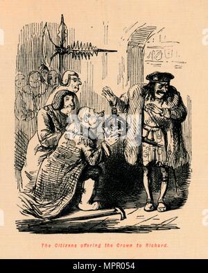 'Les citoyens offrant la couronne de Richard', . Artiste : John Leech. Banque D'Images