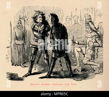 'Querelle entre Somerset et York', . Artiste : John Leech. Banque D'Images