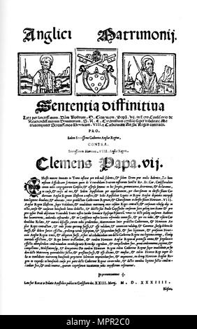 'Bulle du Pape Clément VII. Contre le divorce du roi Henri VIII', 1530, (1903). Artiste : Inconnu. Banque D'Images