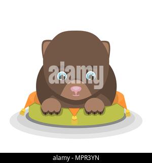 Petit chien couché sur un pouf orange et vert Illustration de Vecteur